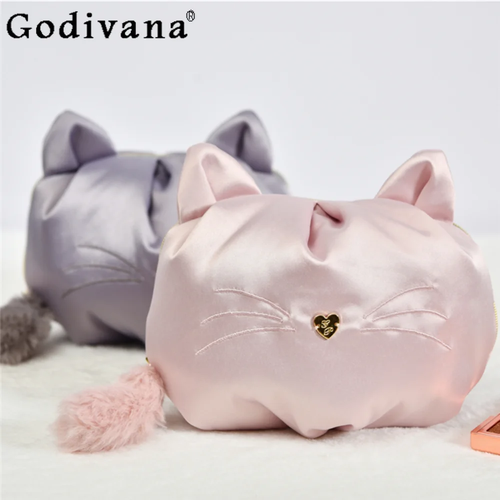 Sweet Cute Kitty Women Cosmetic Bag Clutch Bag Japanese Makeup Case Organizer Toiletry Bag Beauty Case Portable