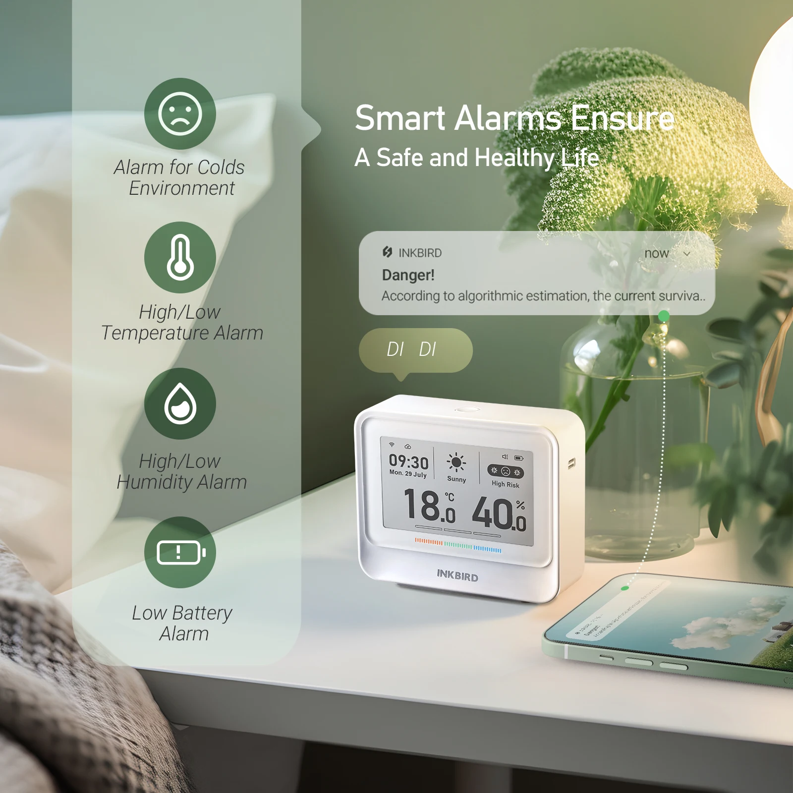 Imagem -04 - Termômetro Wifi e Higrômetro Monitor de Qualidade do ar Estação Meteorológica de Temperatura para Escritório e Casa Exterior e Interior Inkbird8-in1