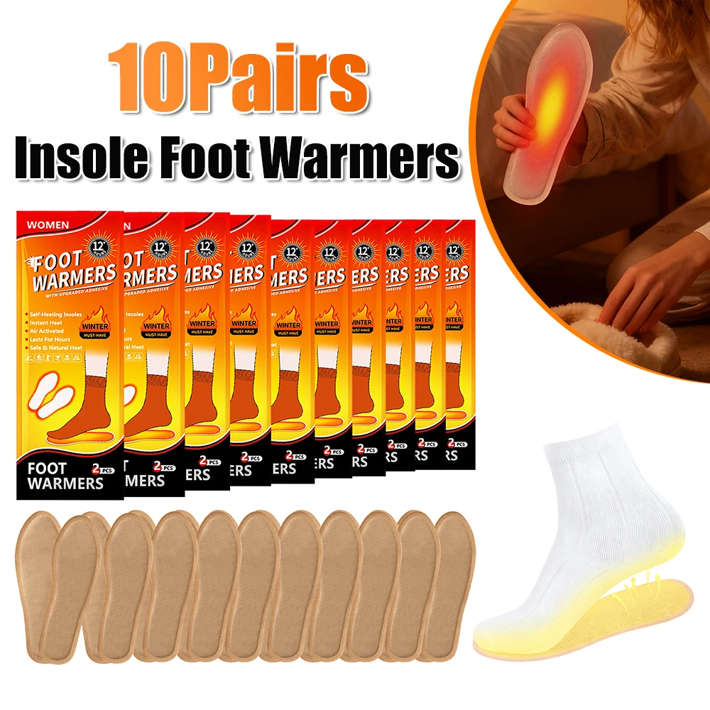 

10 Pairs Heated Insoles Warmers Disposable Toe Warmers Odorless Air Activated Warmers for Hunting and Outdoor Sports