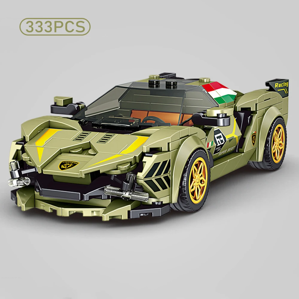 City Racing Sports Car Building Blocks Assembly Model Educational Puzzle Toy for Boys Kids Vehicle Collection Display Gift