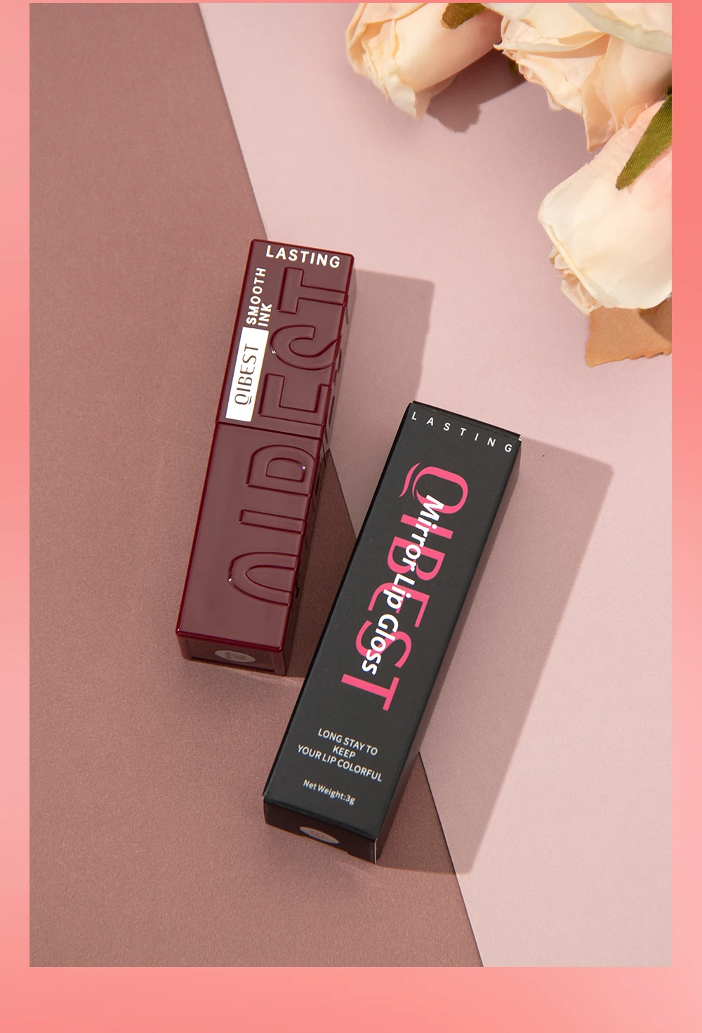 QIBEST Wässrige Glanz-Lippenglasur, feuchtigkeitsspendend, langlebig, sexy roter flüssiger Lippenstift, spiegelglänzender Lipgloss, Tönung, Kosmetik für Frauen – Detail 16