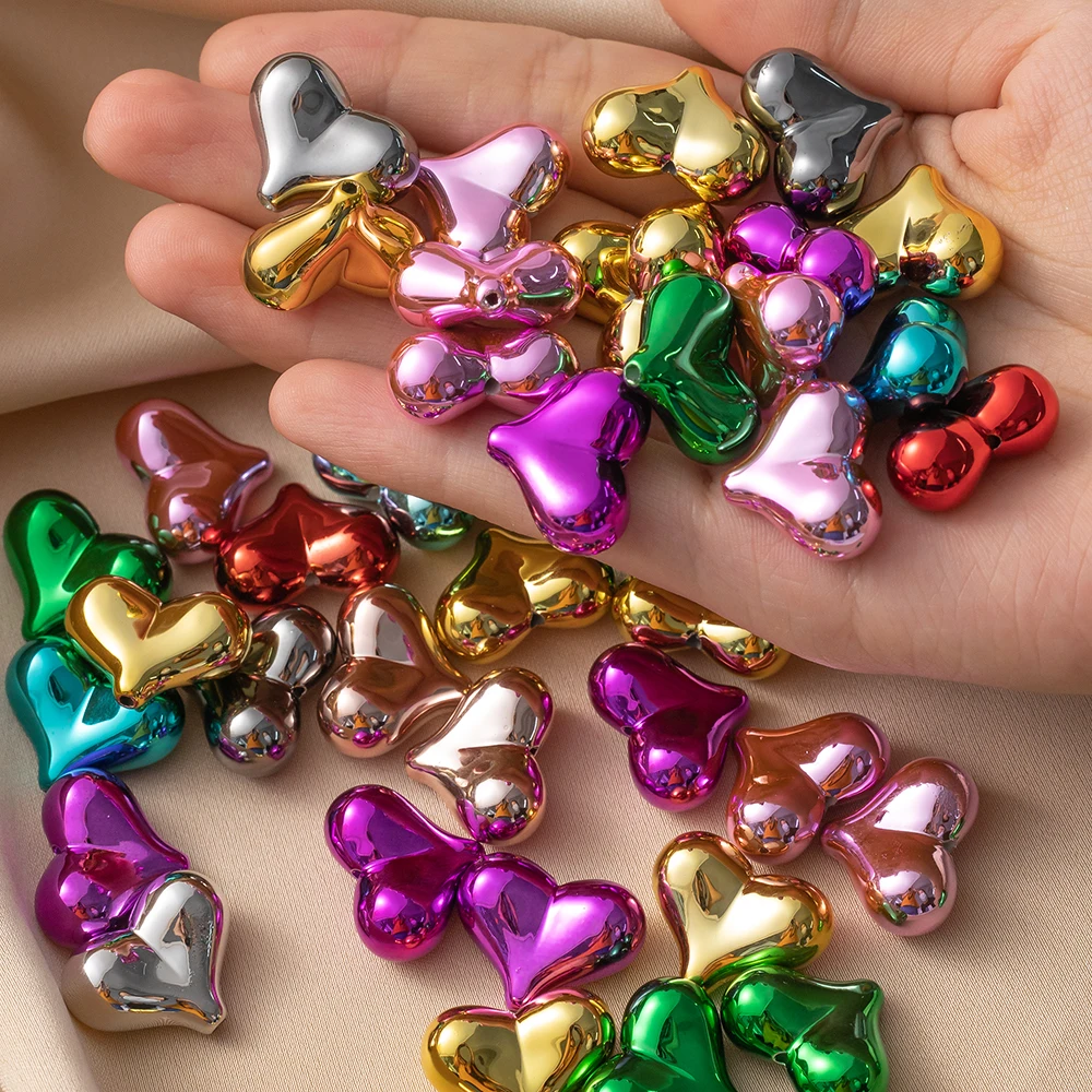 10pcs Colorful Acrylic Heart Loose Spacer Beads For  DIY Bracelets Necklaces Phone Chain Decor Crafts Jewelry Making Accessories view 5