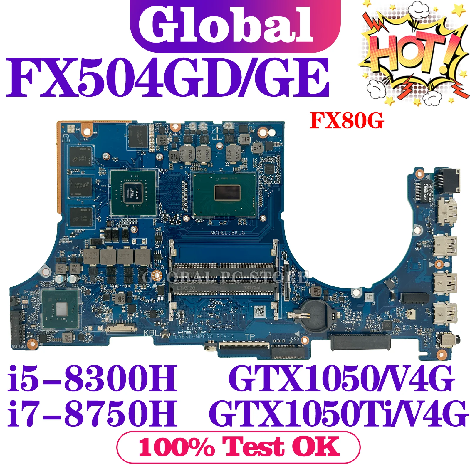 

KEFU FX504G Mainboard For ASUS FX504GM FX504GE FX80G FX504GD ZX80G KX80G MW504G PX504G Laptop Motherboard i5 i7 8th Gen