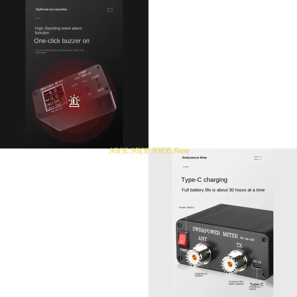 

Высокий определение SWR Meter для 1,8 МГц-54 МГц 0,5-120 Вт Цифровой ЖК-дисплей для коротковолновой и ветчиной радио