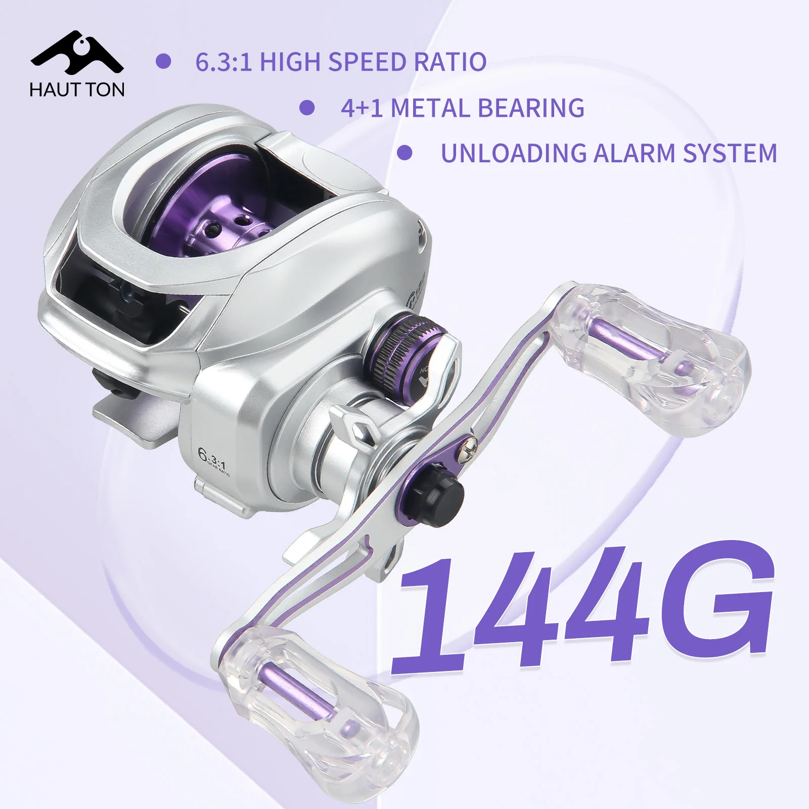 HAUT TON AP200 144G Lightweight Baitcaster Fishing Reel 6.3:1 Gear Ratio 5KG Max Drag Magnetic Brake For Freshwater Saltwater