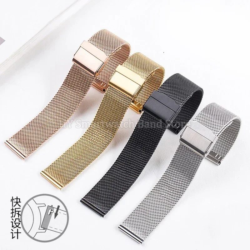 10mm 12mm 14mm 16mm 17mm 18mm 19mm 20mm 21mm 22mm 24mm 0,6mm Milanaise-Mesh-Stahlarmband für Herren und Damen, universelles Schnellverschluss-Armband – Detail 1