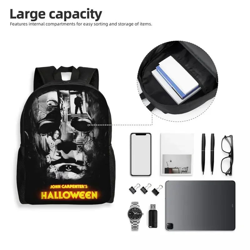 Op Maat Gemaakte T Halloween Horror Film Rugzak Michael Myers College School Reistassen Vrouwen Mannen Boekentas Past 15 Inch Laptop