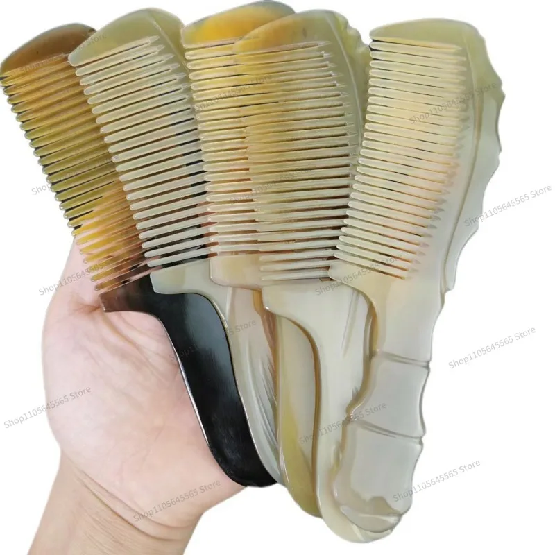 For Natural Horn Comb Thickened Girls Long Hair Household Wide Tooth Carving Handicrafts