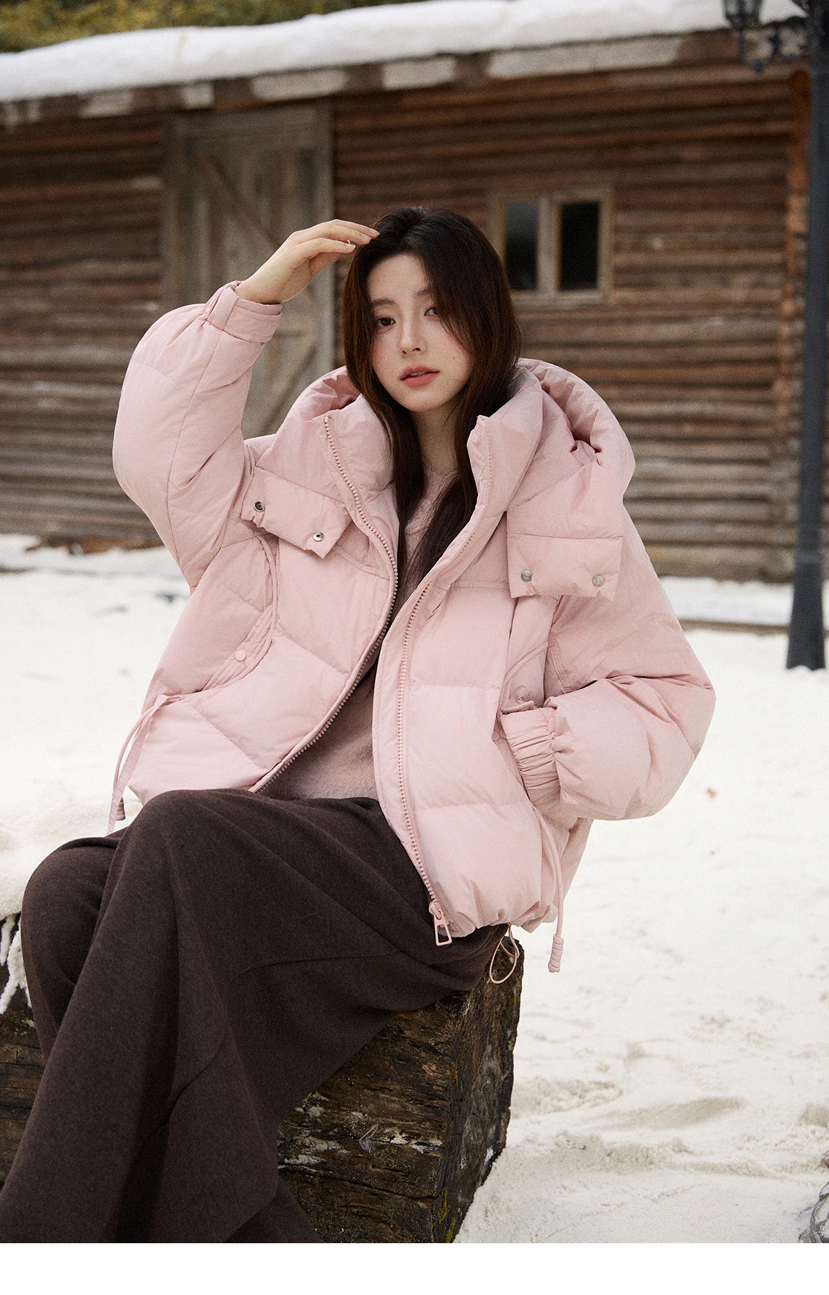 MISHOW レディース 軽量 中綿ジャケット 2025 冬 90% ホワイトダックダウン パファージャケット フード付き 暖かい ショートダウンジャケット MXE51Y0078