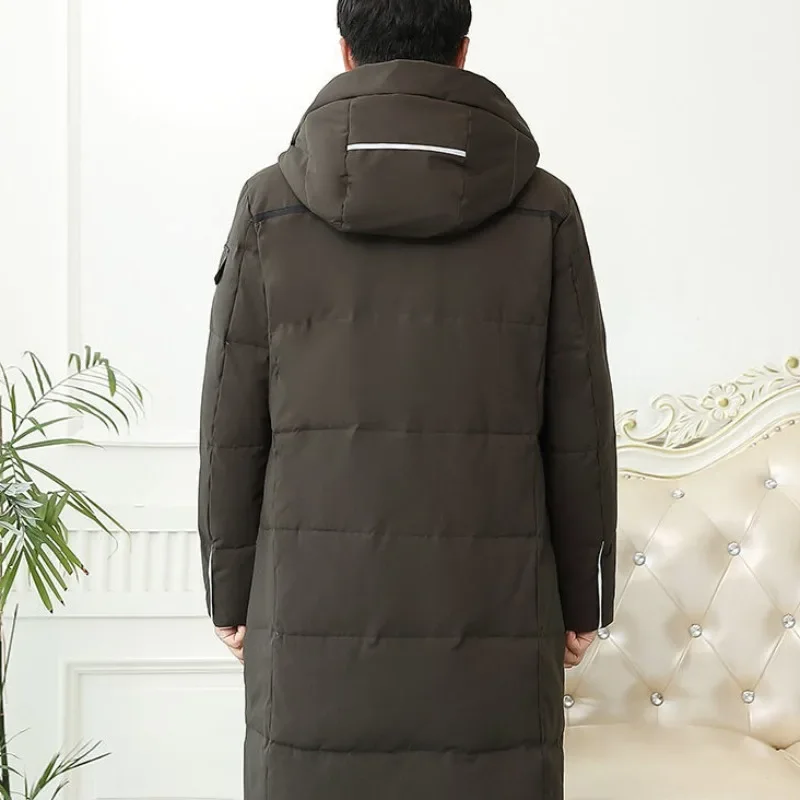 Doudoune mi-longue pour homme, manteau d'hiver, parkas au-dessus des genoux, vêtements d'extérieur épais et chauds, pardessus de loisirs à capuche, nouveau