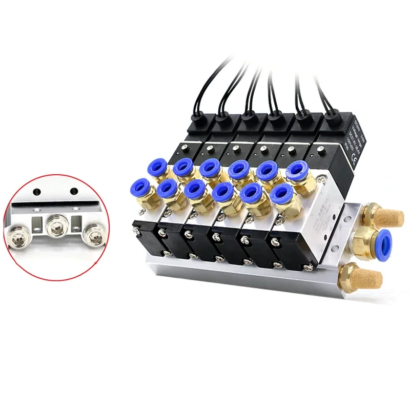 Solenoid Valve Multi-way Combination 4V110-06 Manifold Stations DC12V 24V AC220V With Fittings 5 port 2 position Solenoid Valves