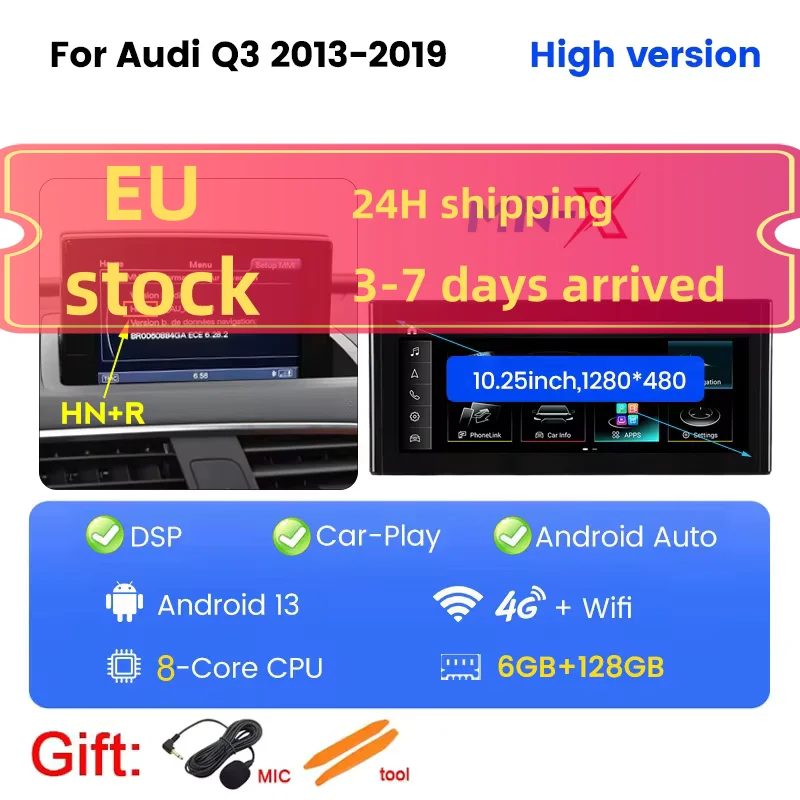 Navifly Smart Multimedia Android GPS BT All In One Wireless CarPlay Car Radio BT For Audi Q3 2013 2014 2015 2016 2017 2018 2019