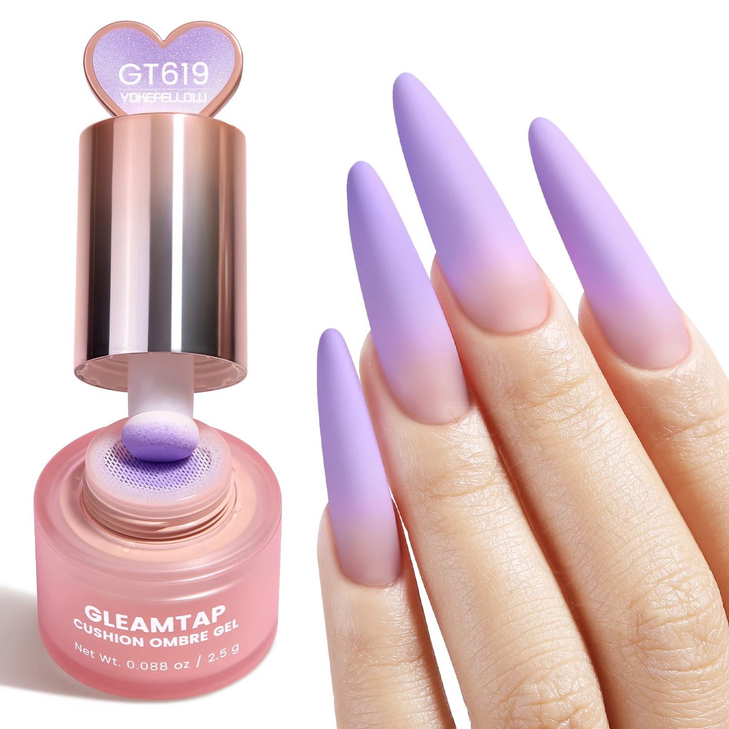 YOKEFELLOW GleamTap Cushion Ombre Painting Gel Schwämme Neon-Orange Hochpigmentiertes No-Wipe Gradient Pat Pat Gel Polish GT624 – Detail 21