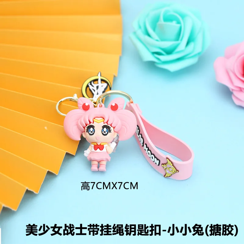 Anime Sailor Moon Keychain Luna Artemis Action Figure Tsukino Usagi Hino Rei Pendant Key Chain PVC Collection Model Toys Gifts view 3