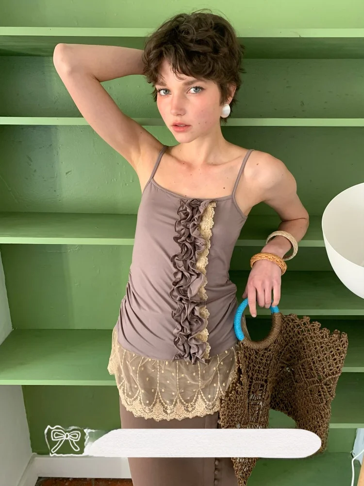 

Женский топ для подружек невесты Spoii с кружевной отделкой и завязками, цветной, приталенный, из модала и полиэстера, летняя верхняя одежда