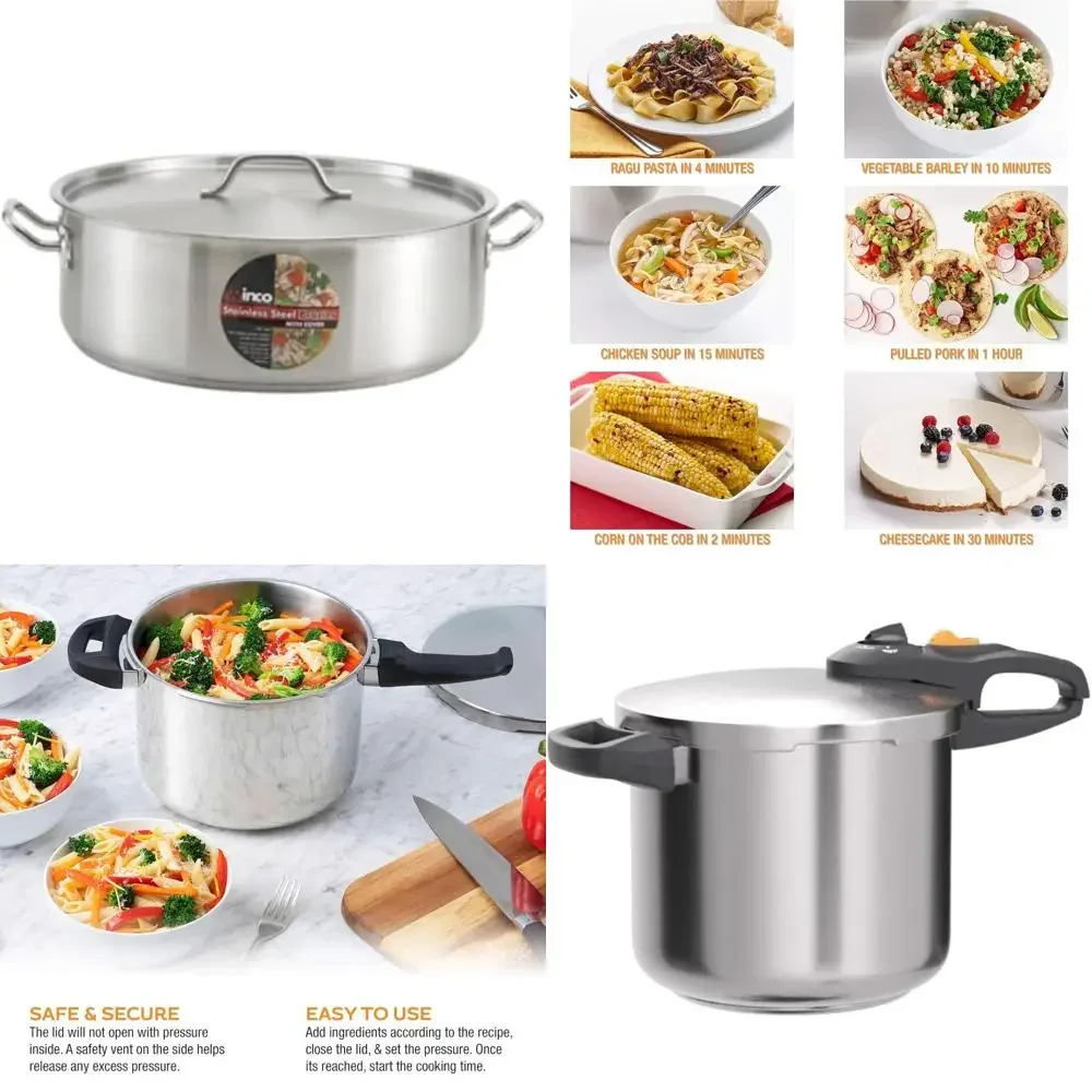 

10-Quart Premium Stainless Steel Induction Brazier, Polished Finish, Suitable for Large Quantities Cooking