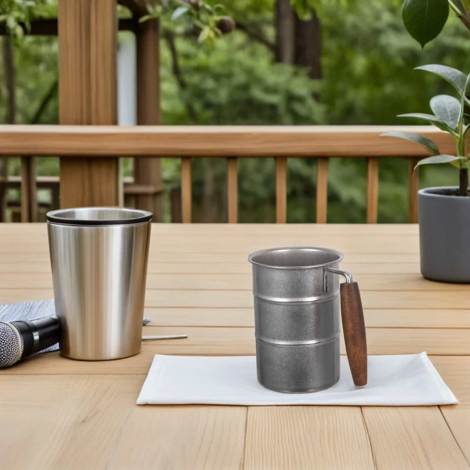 2 قطعة أكواب البيرة الفولاذ المقاوم للصدأ خمر مع مقبض الرجعية المعادن التخييم أكواب القهوة المحمولة أكواب المياه للاستخدام في الهواء الطلق المنزل