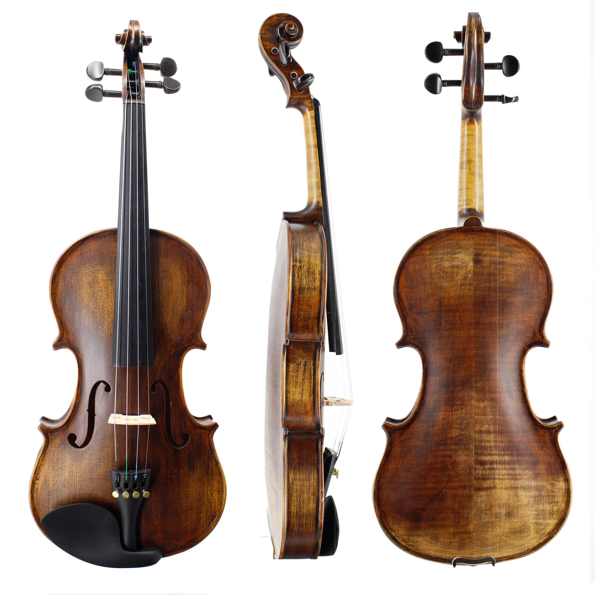 

Professional Factory Grade Flamed Student Violin With Strings Bow Case