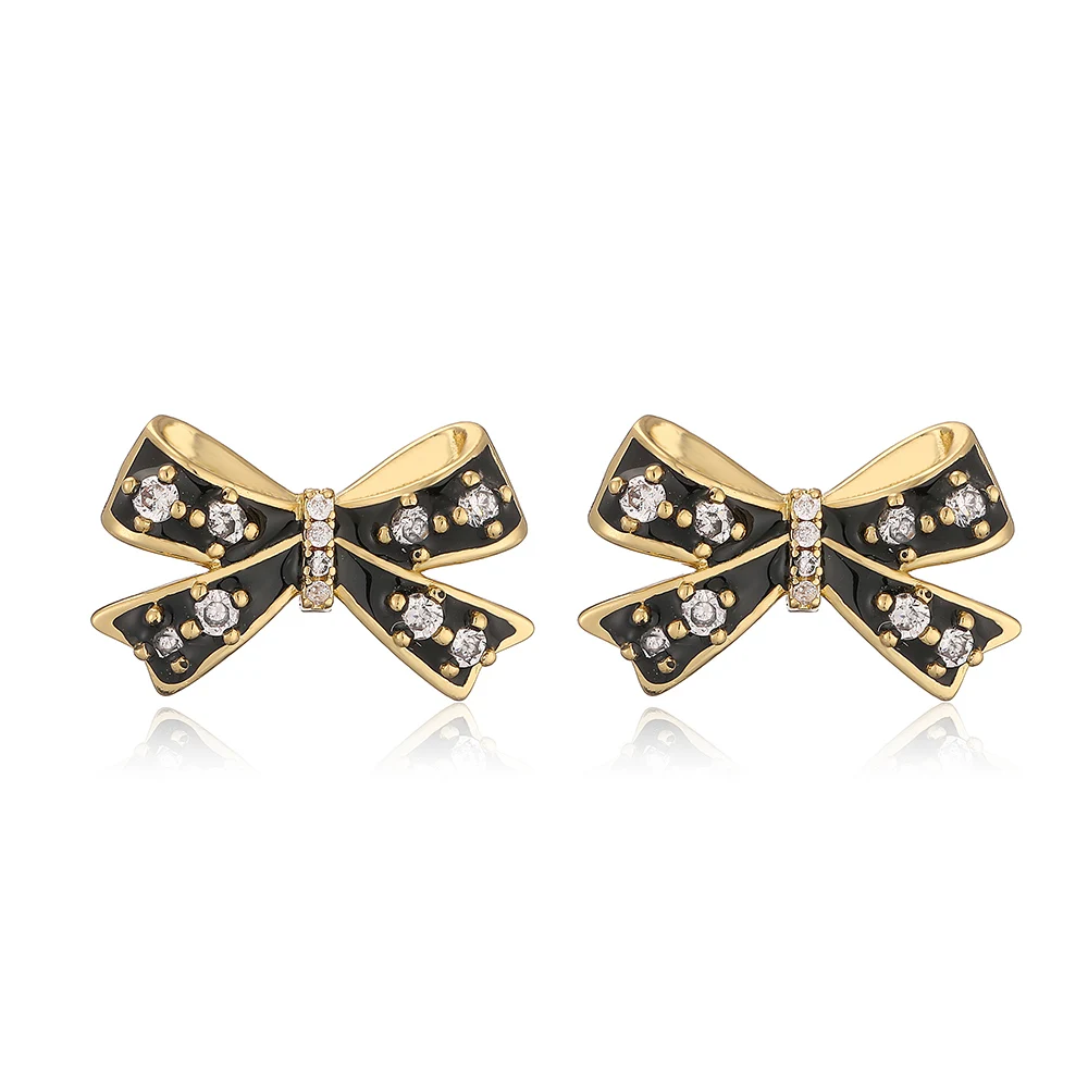 HECHENG,Fashion Exquisite Enamel Colored Bow Earrings necklace for Women Birthdays Gift