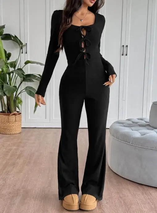 

Комбинезон женский, модный, осень 2024, хит продаж, новый однотонный нагрудный ремень для похудения, пикантный комбинезон для девочек, брюки Micro La для женщин