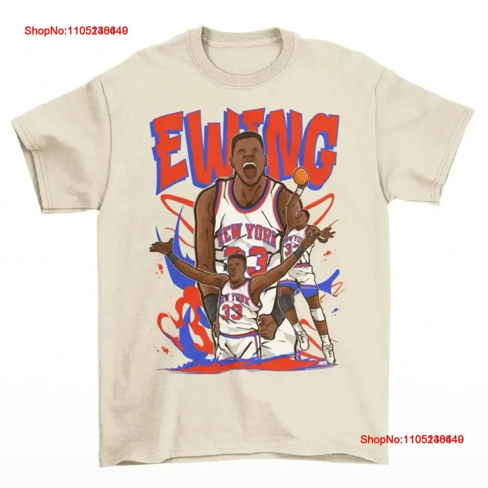 Patrick Ewing Cartoon Style New York Basketball T Shirt vintage Washed graphic Soft fashion Comfortable Versatile homme Stylish