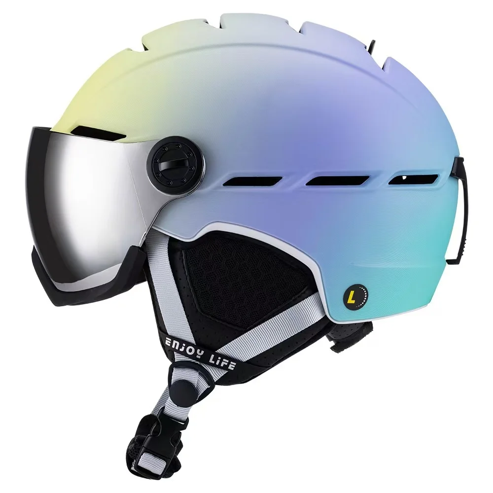 

Factory Price EPS 12 Vents Double Shell Design Sturdy Molded PC Ski Helmet with Ski Goggles