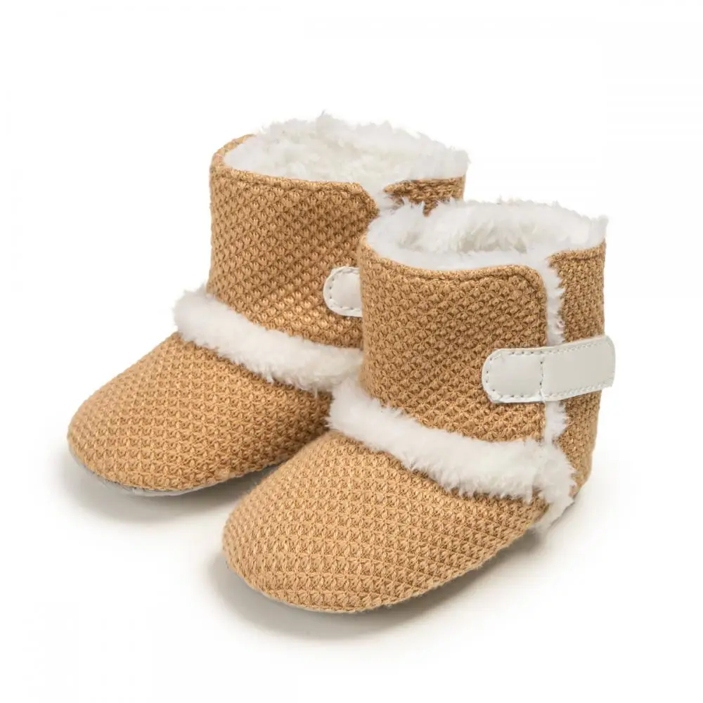 Newborn Baby New Walking Shoes Baby Boy Baby Girl Boots Solid Color Padded Warm Non-Slip Flat Cotton Sole Baby Boots Winter0-18M