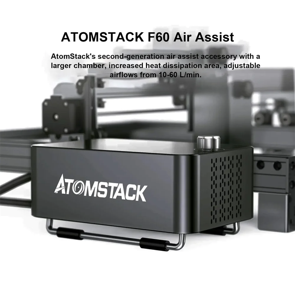 AtomStack Laser Engraver Air Assist Kit F60 Dual Pump 10-60L/min Maximum Air Flow For AtomStack A6/A12/A20/A24/A30/A40/A70 Pro