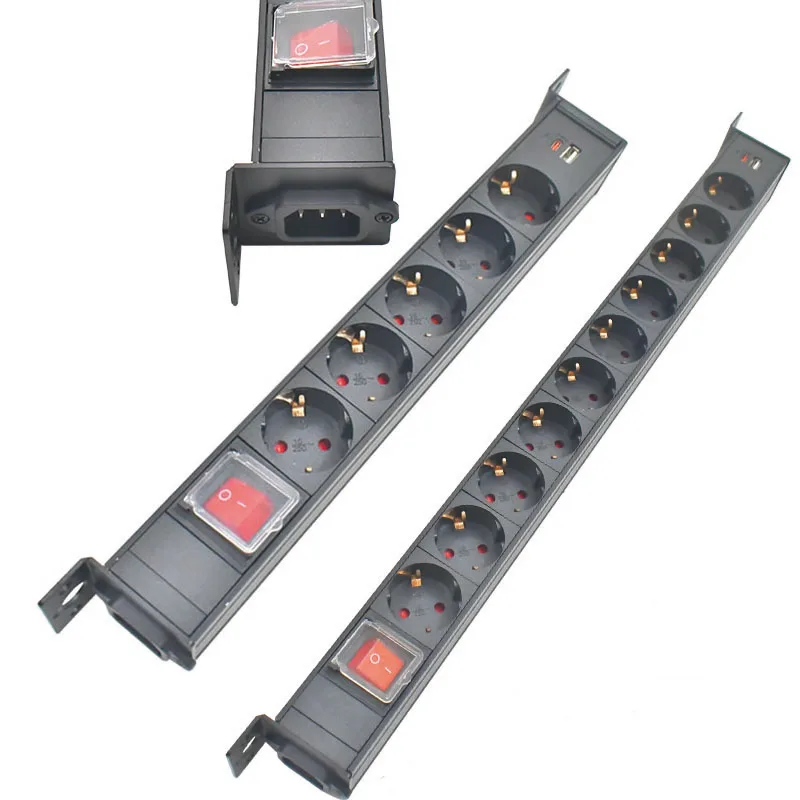 PDU power board concealed desktop standard EU socket C14 interface 1-9 holes, with switch TPC charging function