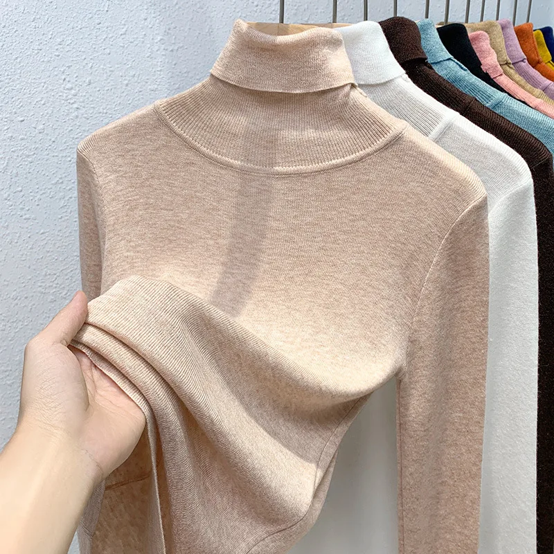 Knitted bottom sweater women 2024 new women's air pile pile collar pullover sweater temperament within the fold waist top