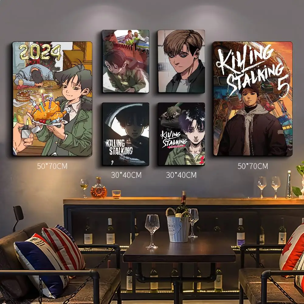 Pósteres Vintage de Manga coreana Killing Stalking, pegatina de papel Kraft Retro adhesiva, decoración de habitación Kawaii para habitación, Bar y cafetería, 1 ud.