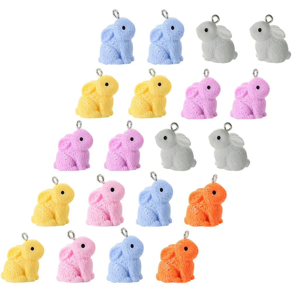 

20 шт., подвески в виде кролика, смола, пасхальный кролик, набор для самостоятельного изготовления ювелирных изделий, подвесные подвески для браслетов, серег, брелоков