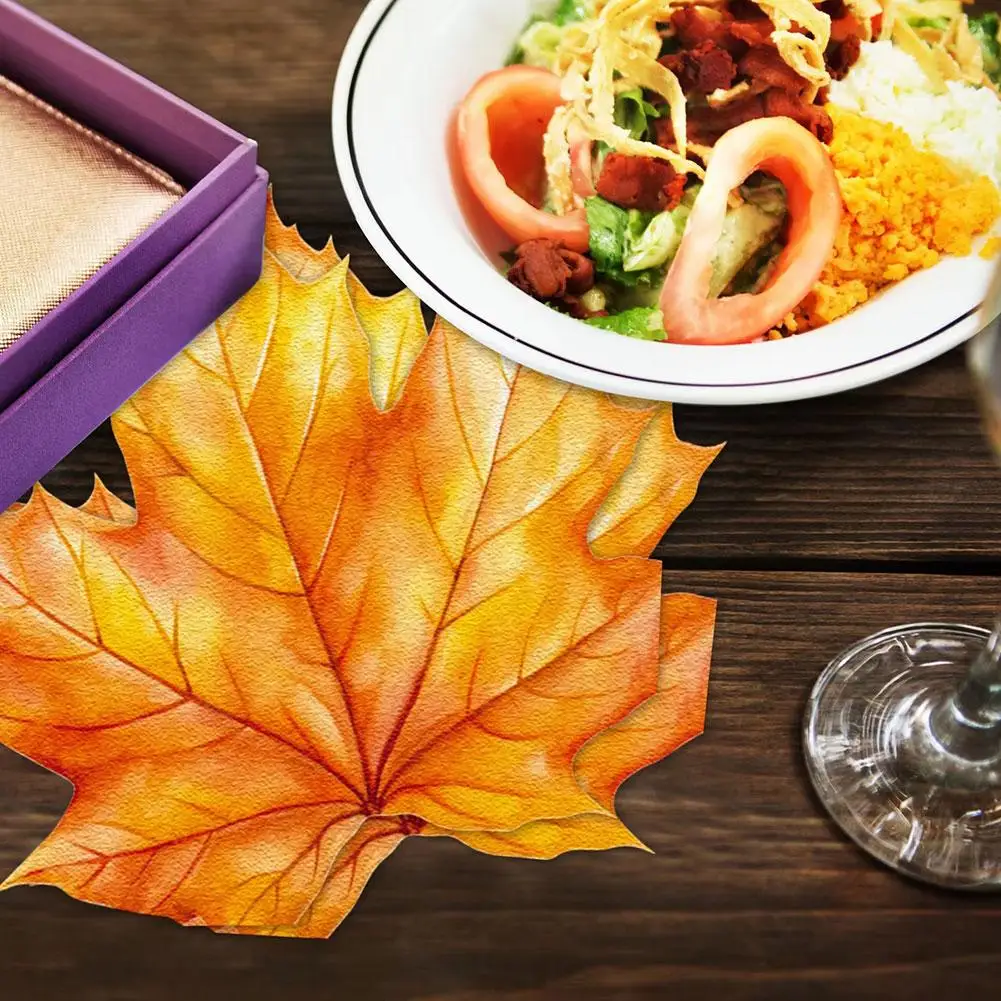 20pcs Autumn Maple Leaf Paper Napkins Fall Thanksgiving Cocktail Beverage Disposable Dinner Napkin Thanksgiving Party Supplie