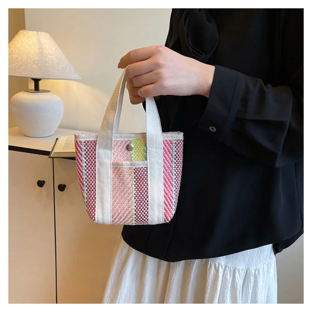 

Practical Stripe Weave Handbag Small Cloth Bag Picnic Storage Bag Straw Bag Fashion Large Capacity Tote Bag Women