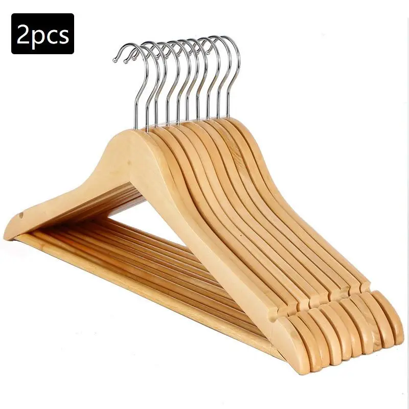 Adult Clothes Rack 2/4 Wooden Hangers Solid Wood Hangers Clothing Store Wardrobe Wooden Clothes Hangers Home Seamless