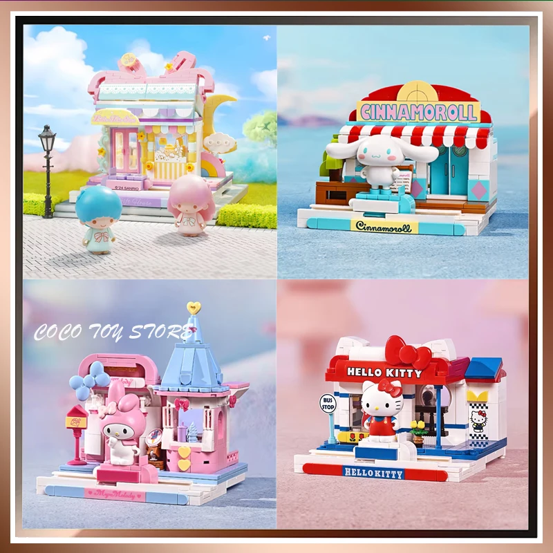 MIniverse Toys Little Twin Stars Pochacco Hello Kitty Melody Keeppley Sanrio Street View Series Anime Figure Child Gift Toy