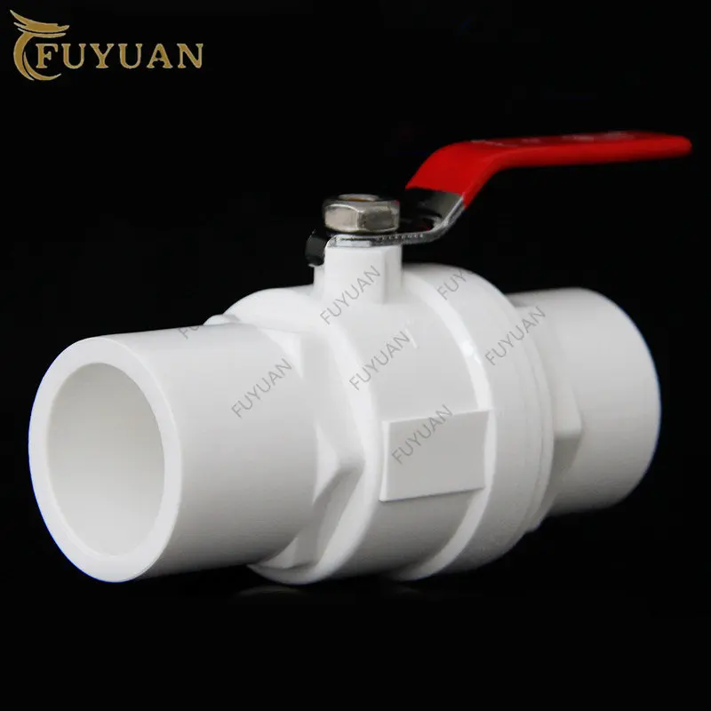 Red Non-slip Handle PVC Ball Valve 20/25/32/40/50/63/75mm Inner Diameter 2 Way Slip Ends Water Shut Off flow controller Valve