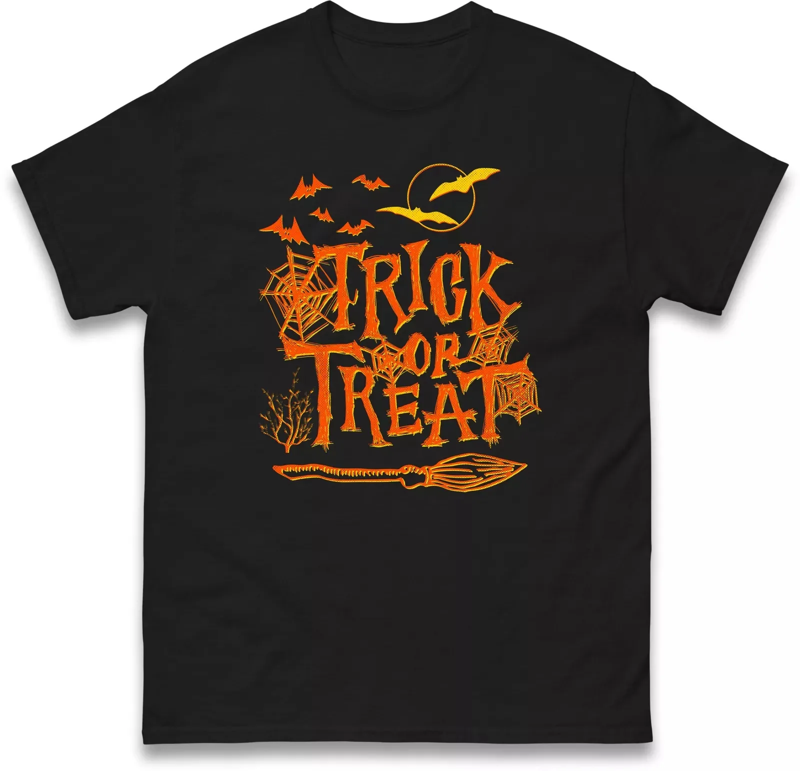 Trick or Treat With Broom and Bat Halloween T Shirt,Halloween Celebration Gift