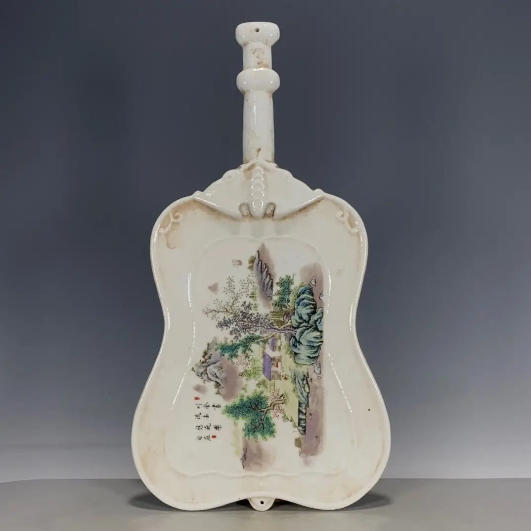 

Republic of China Famille Rose Porcelain Fan Ornament with Landscape Painting