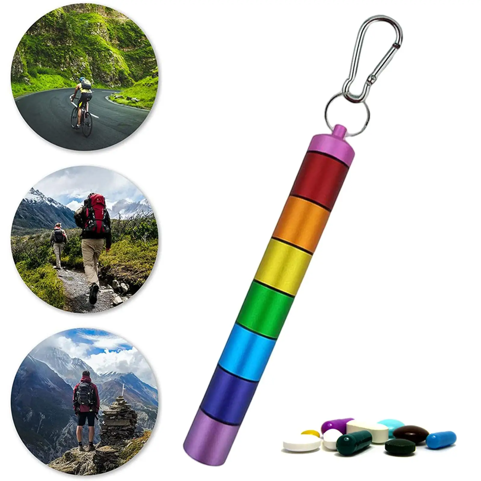

Pill Box Aluminium Alloy Weekly Portable Holder Pill Organizer Metal Pill Holder for Camping Travel Outdoor