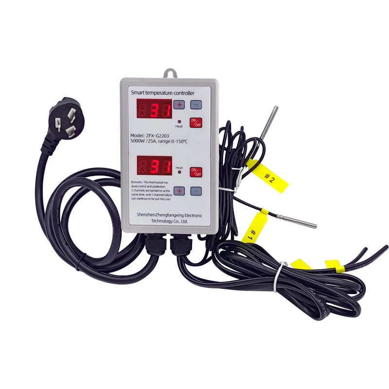High Power 25A Relay 5000W Dual Display Thermostat 110V 220V Intelligent Digital Thermostatic Temperature Controller OEM Support