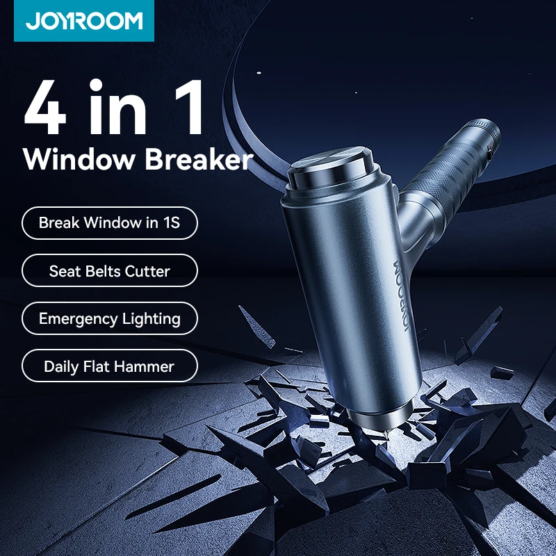 Joyroom Car Window Breaking Hammer Multi-Functional Seat Belt Cutter Car Safety Hammer Portable Car Emergency Rescue Escape Tool