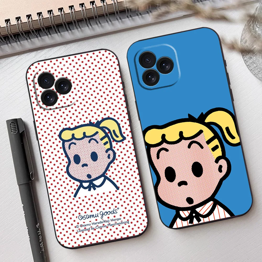 Kawaii Harada O-OSAMU G-GOODS Phone Case For Samsung A03 A04 A05 S A13 A34 A53 4G 5G S22 S23 ULTRA Black Soft Silicone Cover