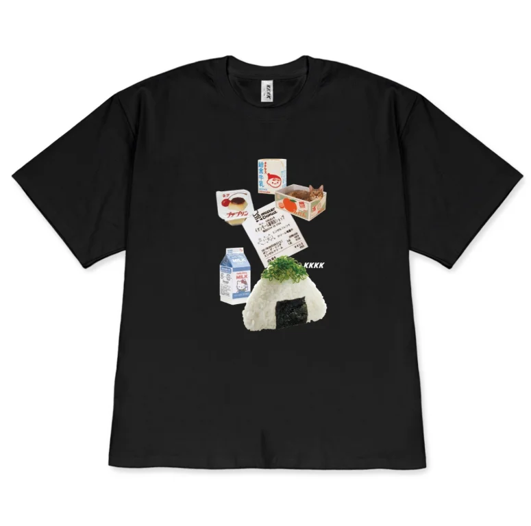 Cute T-Shirt  Japanese Food Cat Collage Graphic Tops for Men Women Casual Short Sleeve Foodie Tee Shirt Versatile Korean Style