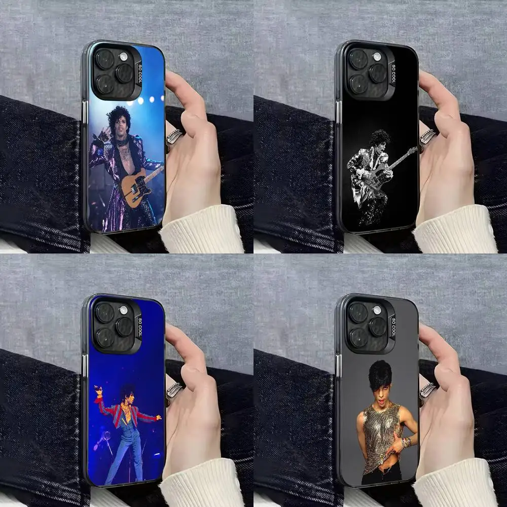 حافظة هاتف P-Prince Rogers Nelson Purple Rain لهاتف iPhone 17,16,15,14,13,12,11,Pro,Max,Plus,E,SE4,Air,Mini Black IMD