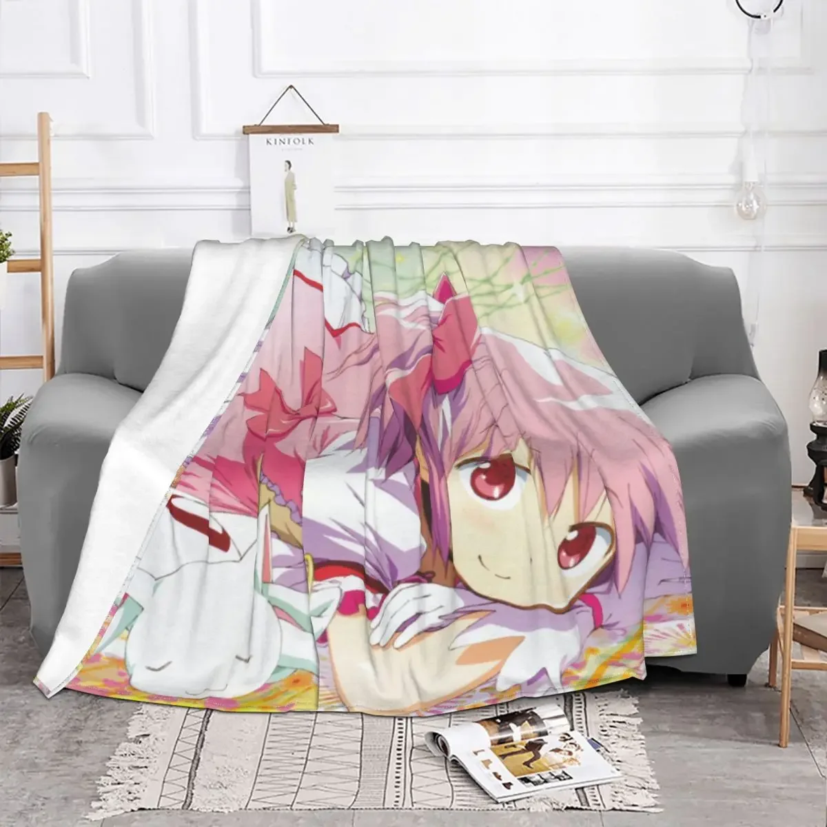 Puella Magi Madoka Magica Anime Blanket Flannel Spring Autumn Kaname And Kyubey Warm Throws For Winter Bedding