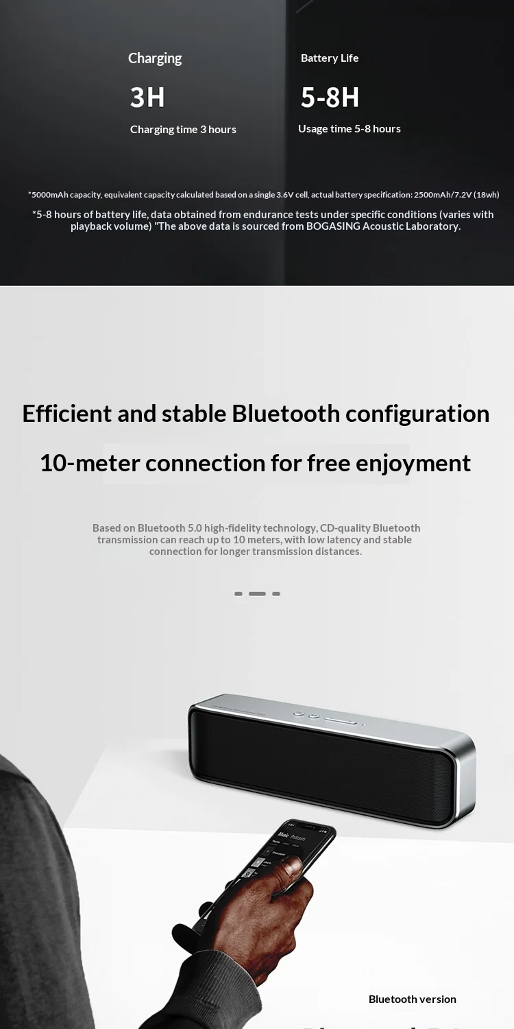 BOGASING S8 Portable Speaker Wireless Bluetooth Speaker Bass Dual Speakers DSP Subwoofer High Power TWS Audio
