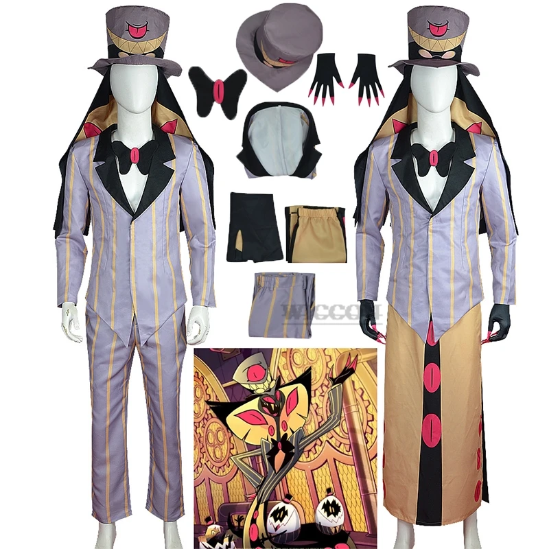 Hazbin Sir Pentious Cosplay Costume Hat Hotel Suit Snake Anime Uniforms Clothes Demon Cosplay Tooth Halloween Party Mens Outfit