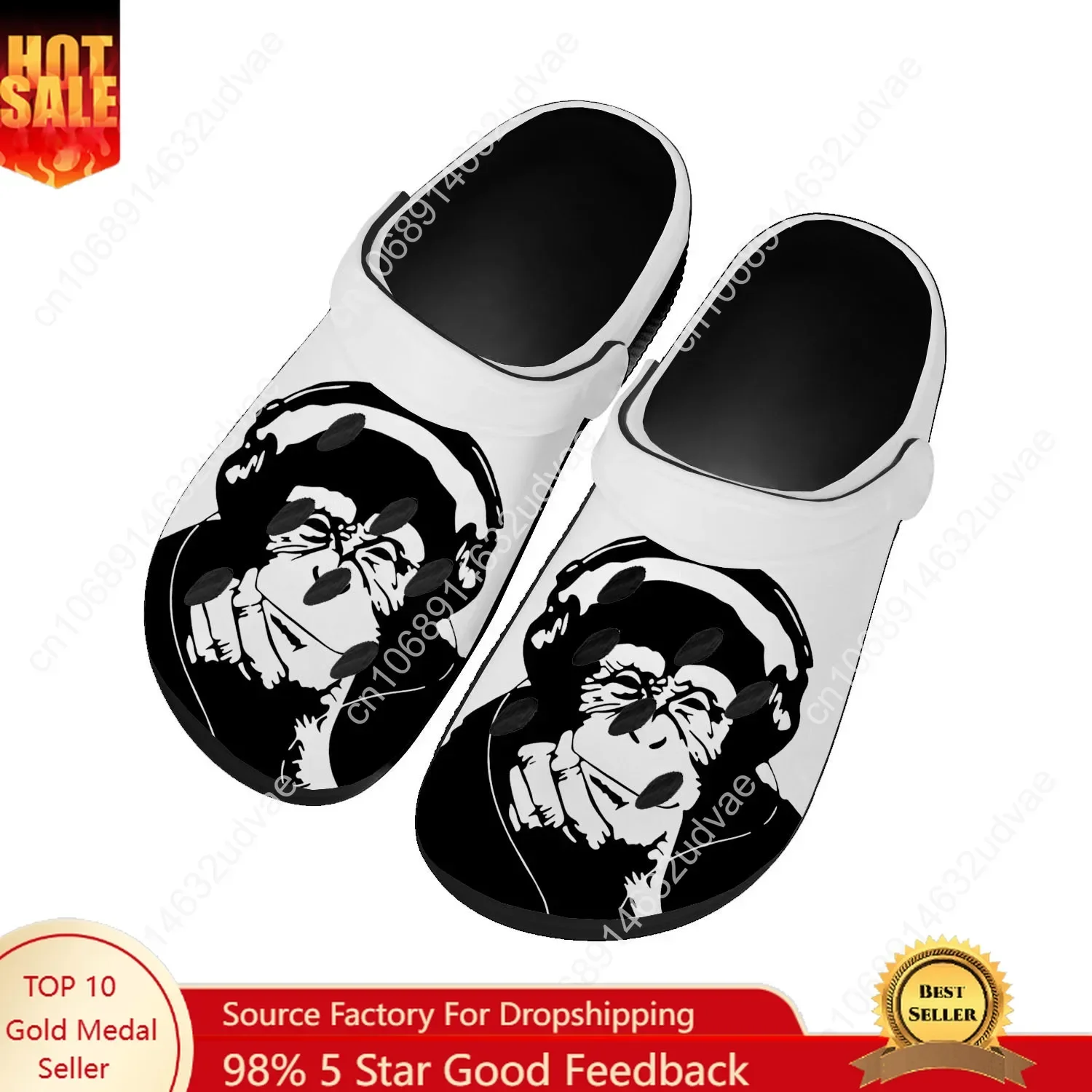 

Banksy Thinking Chimp Water Shoes Mens Womens High Quality Home Garden Clogs Customizd Sandals Beach Breathable Hole Slippers