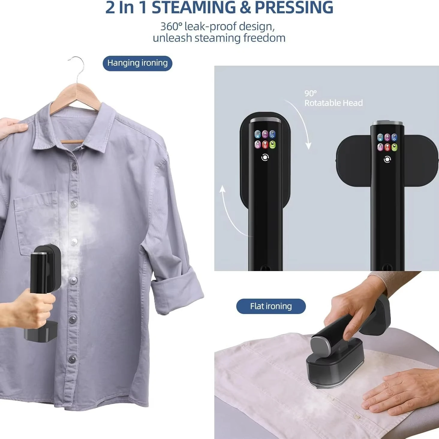 

Портативный паровой утюг 1300 Вт с вращающейся головкой, светодиодный экран, ручной паровой утюг для глажки одежды, гладильная машина для влажной и сухой глажки, 220 В